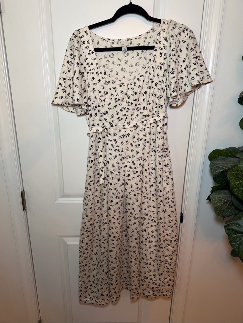 a new day Cream Midi Dress with Black Floral Print